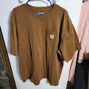 MENS CARHARTT HEAVY DUTY MUSTARD T SHIRT SZ 2XL